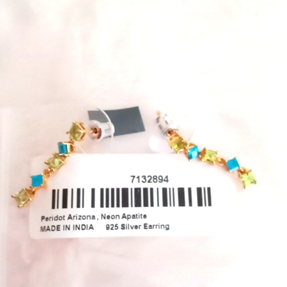 ARIZONA PERIDOT AND NEON APATITE DANGLE EARRINGS - Picture 4 of 5